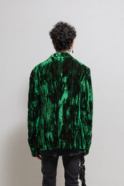 ANN DEMEULEMEESTER - FW17 Green velvet jacket with red iridescence (runway)