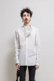 (New Arrival) RICK OWENS - SS13 "ISLAND" Milk cotton shirt with collar drape