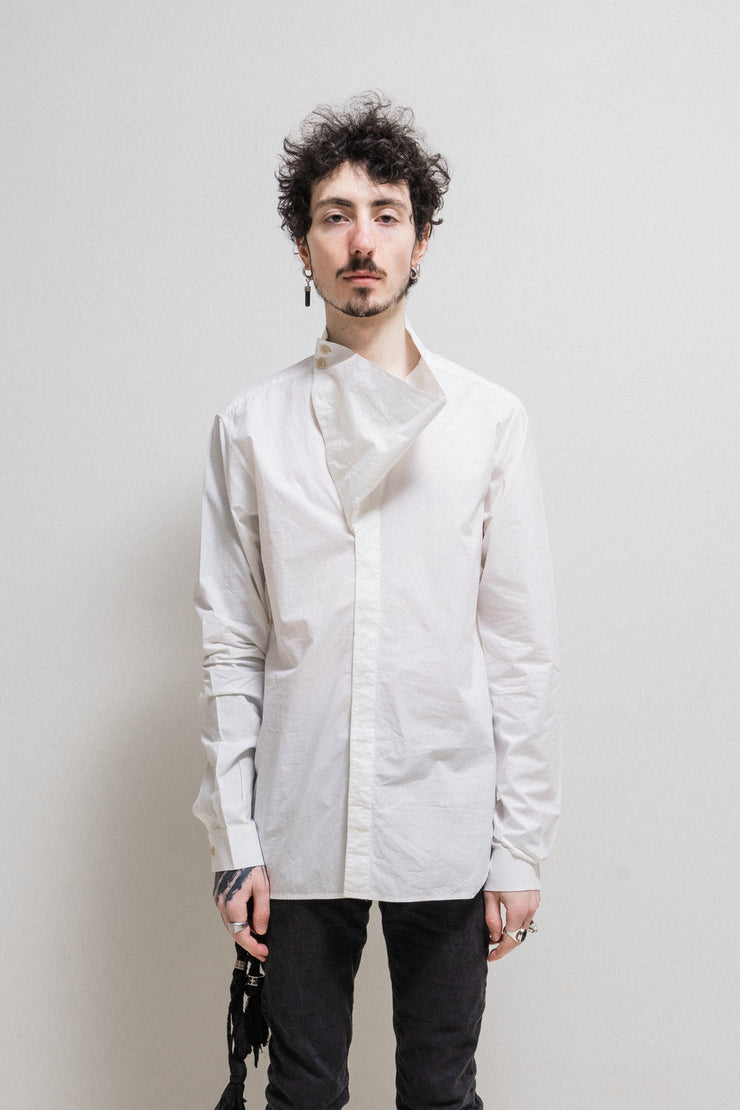 (New Arrival) RICK OWENS - SS13 "ISLAND" Milk cotton shirt with collar drape