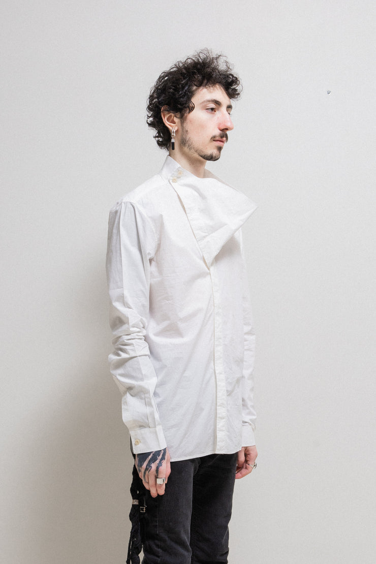 (New Arrival) RICK OWENS - SS13 "ISLAND" Milk cotton shirt with collar drape