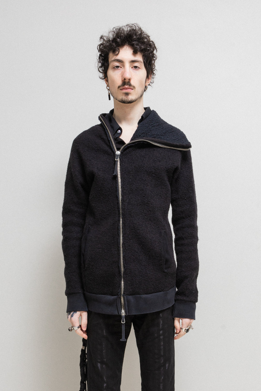 BORIS BIDJAN SABERI - Textured wool hooded jacket – L'OBSCUR