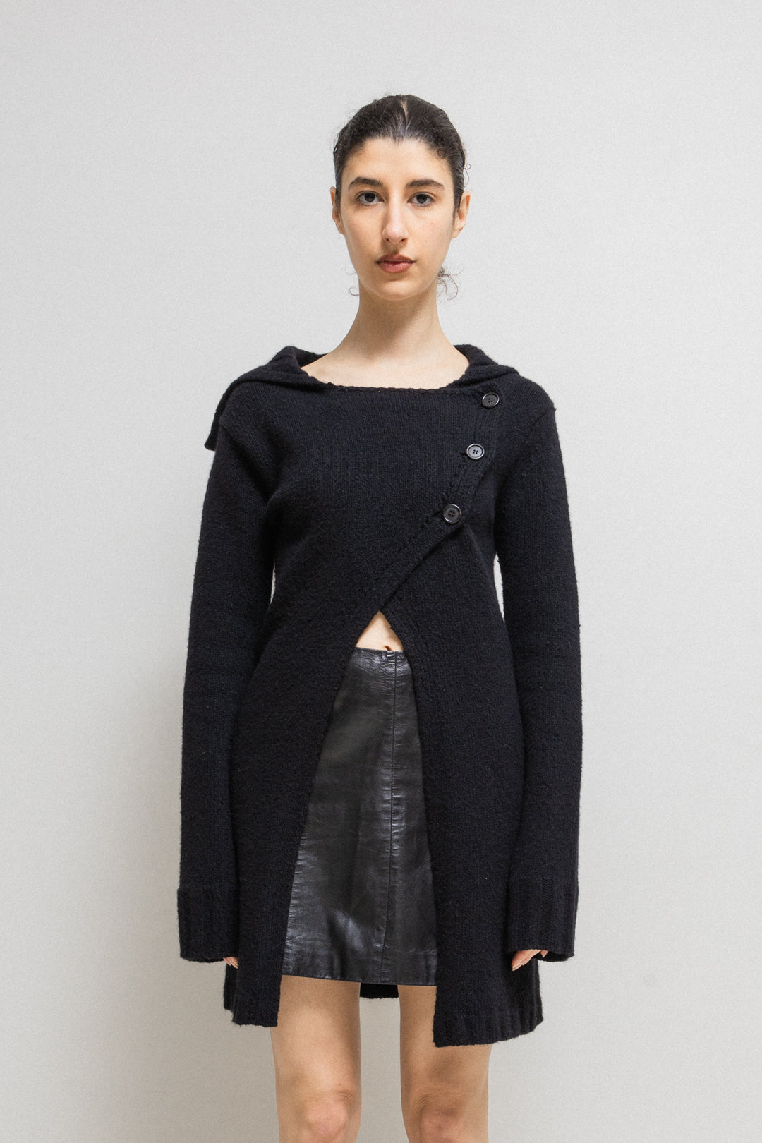 ANN DEMEULEMEESTER - FW04 Merino and angora wool long sweater with