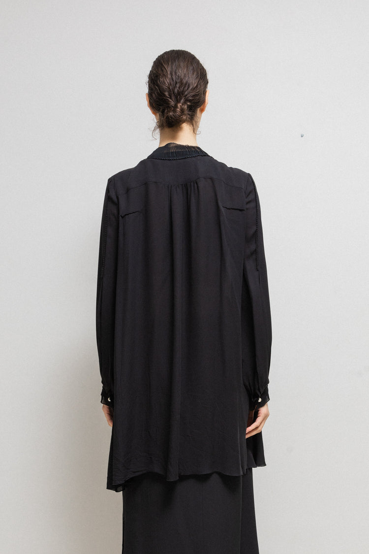 ユーモレスク chelsea collar dress シルク100% ブラック 2024A/W collection - humoresque | ユーモレスク