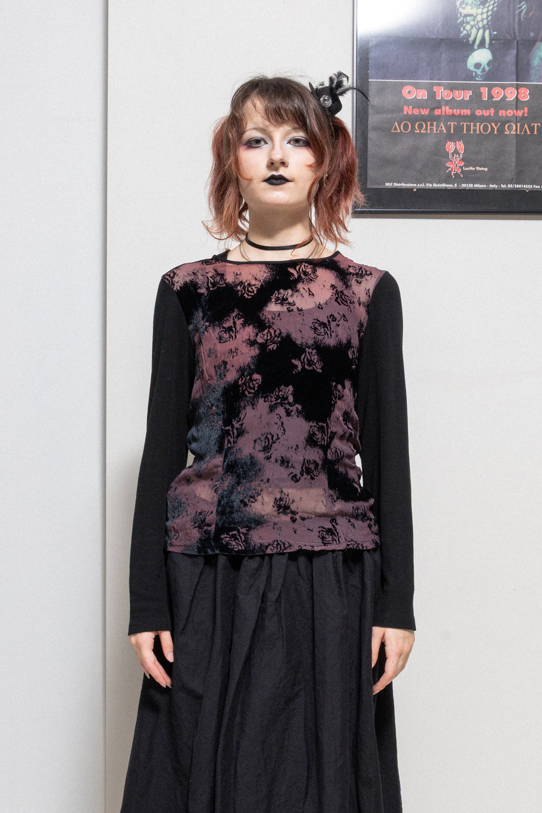 ANN DEMEULEMEESTER - SS95 Light sweater with silk and velvet