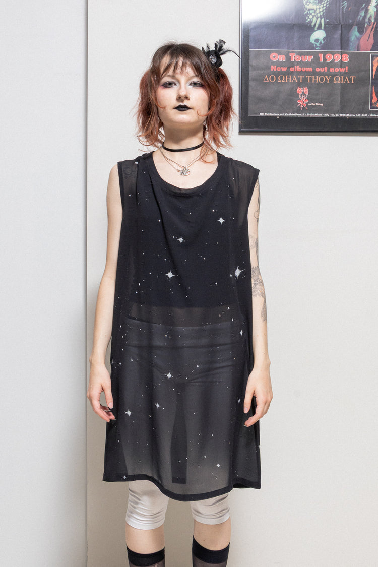 ANN DEMEULEMEESTER ノースリーブ ANN DEMEULEMEESTER - FW03 Reedition star sky silk dress top – L'OBSCUR