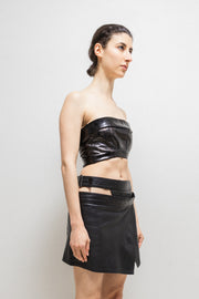 ANN DEMEULEMEESTER - SS20 Dyed lamb leather strapless top (runway)