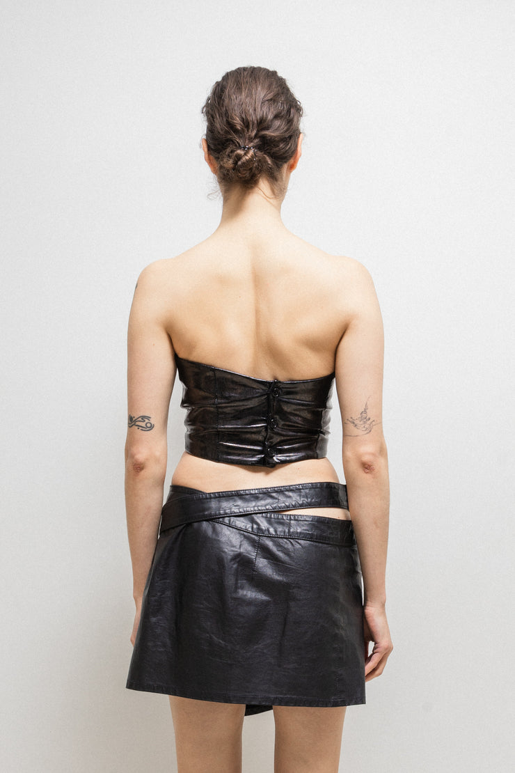 ANN DEMEULEMEESTER - SS20 Dyed lamb leather strapless top (runway)