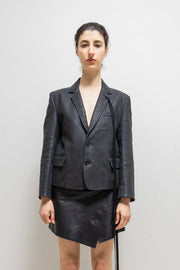ANN DEMEULEMEESTER - SS22 Dyed calf leather blazer jacket with long straps (runway)
