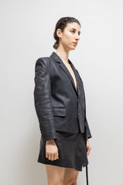 ANN DEMEULEMEESTER - SS22 Dyed calf leather blazer jacket with long straps (runway)