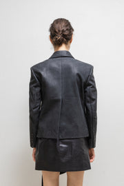 ANN DEMEULEMEESTER - SS22 Dyed calf leather blazer jacket with long straps (runway)