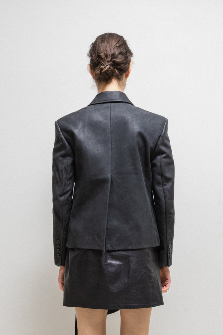 ANN DEMEULEMEESTER - SS22 Dyed calf leather blazer jacket with long straps (runway)