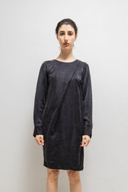 ANN DEMEULEMEESTER BLANCHE - SS14 Long cupra dress with flap detail