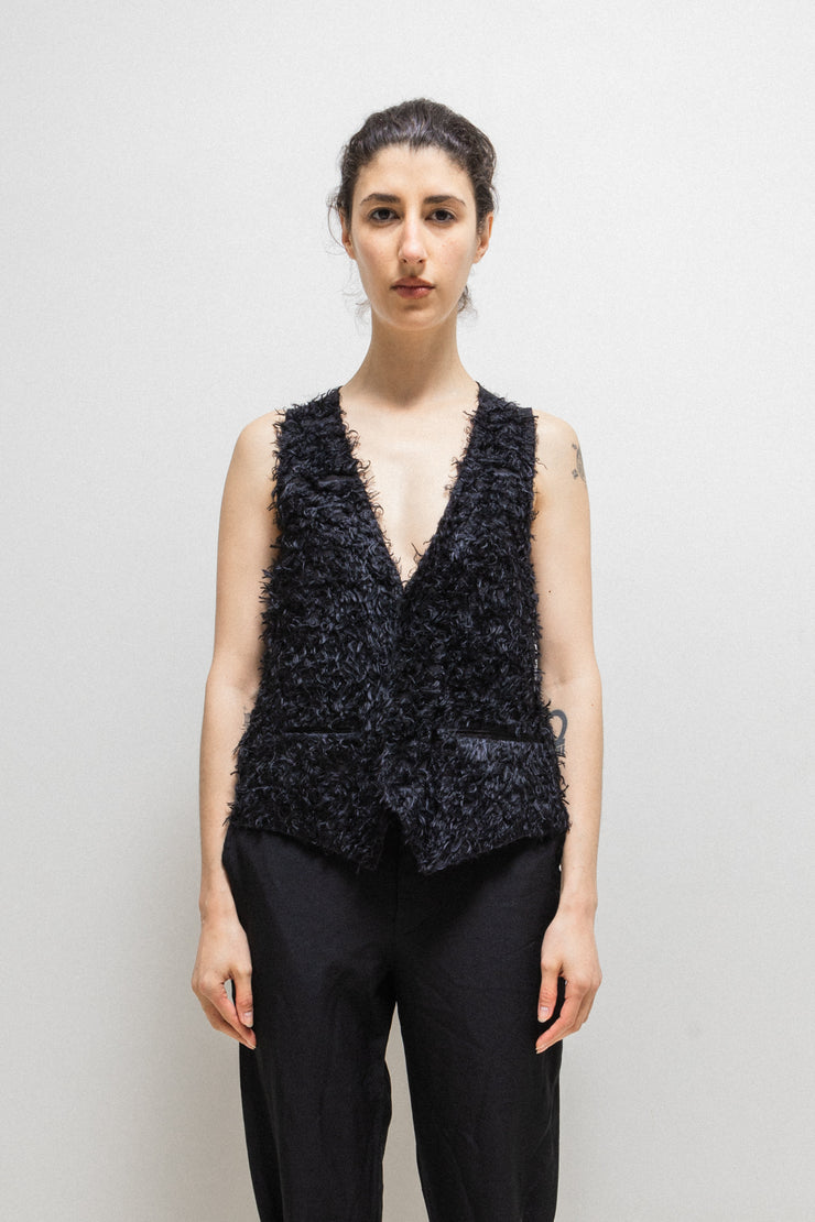 UNDERCOVER - SS09 "Grace" Silk blend fuzzy vest with open back