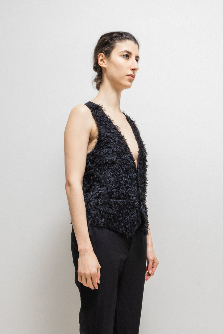 UNDERCOVER - SS09 "Grace" Silk blend fuzzy vest with open back