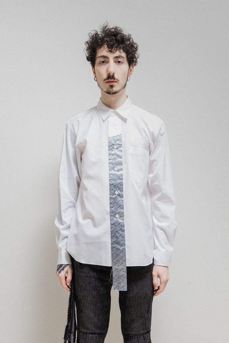 COMME DES GARCONS HOMME PLUS - SS21 Long cotton shirt with front print detail (runway)