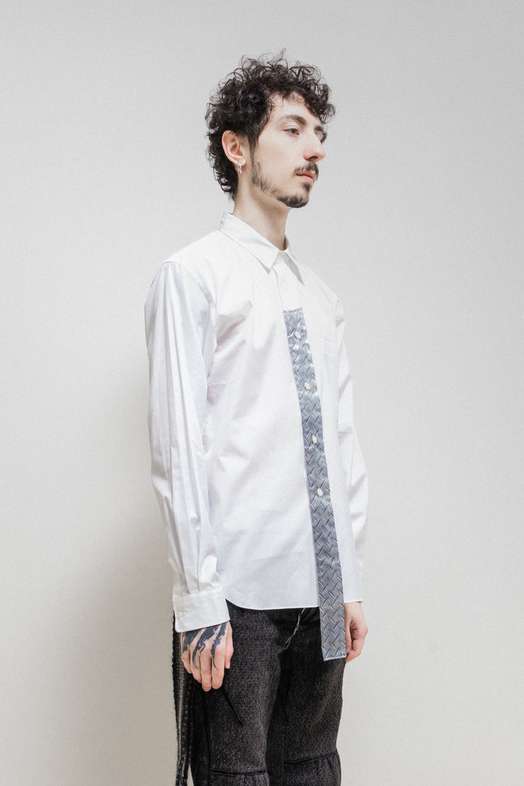 COMME DES GARCONS HOMME PLUS - SS21 Long cotton shirt with front print detail (runway)