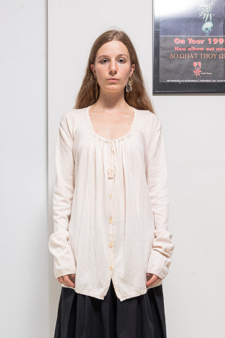ANN DEMEULEMEESTER - SS02 Pale pink cotton wool cardigan with