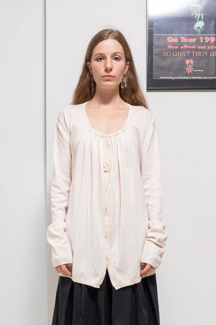 ANN DEMEULEMEESTER - SS02 Pale pink cotton wool cardigan with