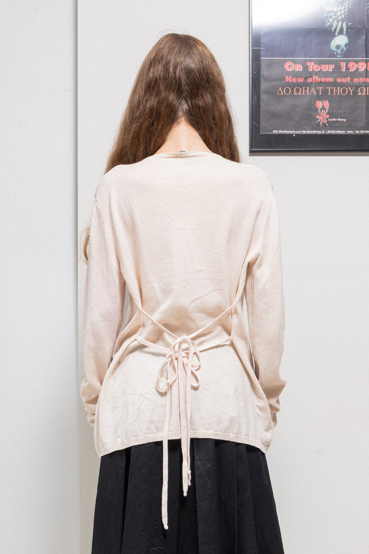 ANN DEMEULEMEESTER - SS02 Pale pink cotton wool cardigan with