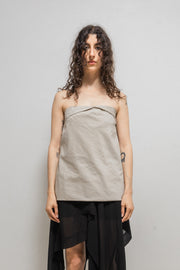 RICK OWENS - SS11 "ANTHEM" Cotton and silk strapless top with back train (runway)
