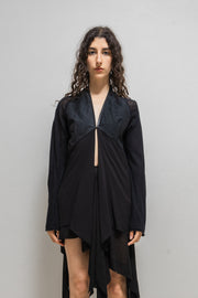 RICK OWENS - SS12 "NASKA" Silk and cotton draped vest with calf leather details