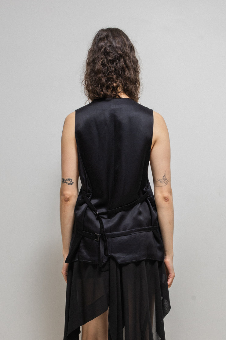 ANN DEMEULEMEESTER - FW07 Silk and cotton vest with textured dot pattern