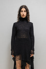 ANN DEMEULEMEESTER - Gradient loose knitted high neck sweater