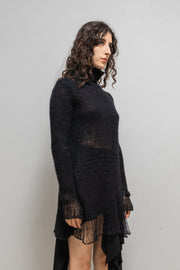 ANN DEMEULEMEESTER - Gradient loose knitted high neck sweater