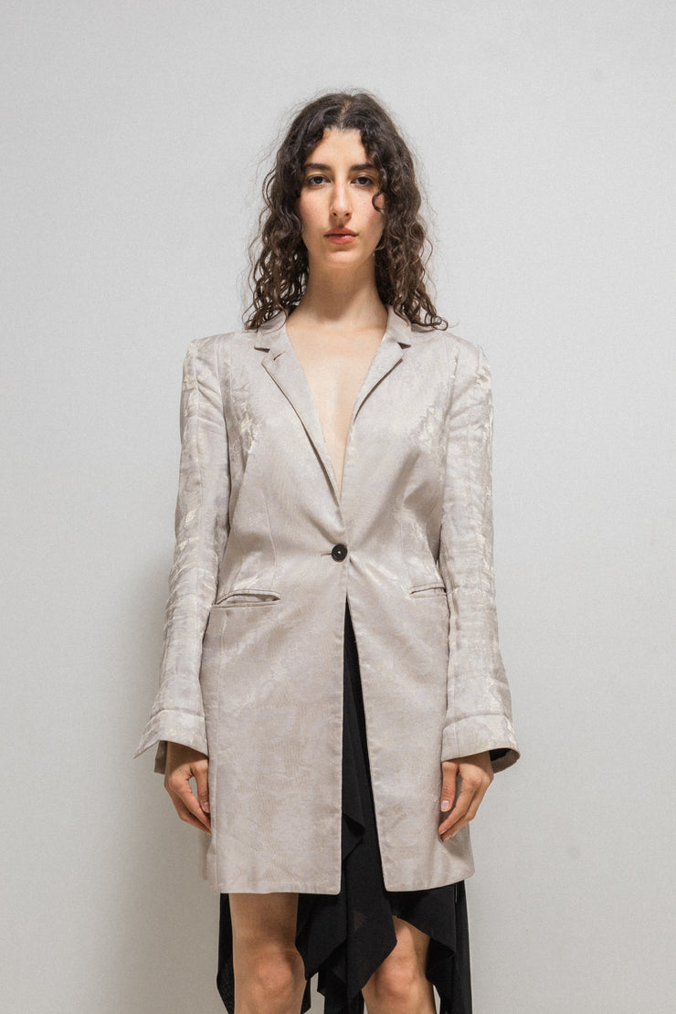 ANN DEMEULEMEESTER - Cotton and silk long patterned jacket