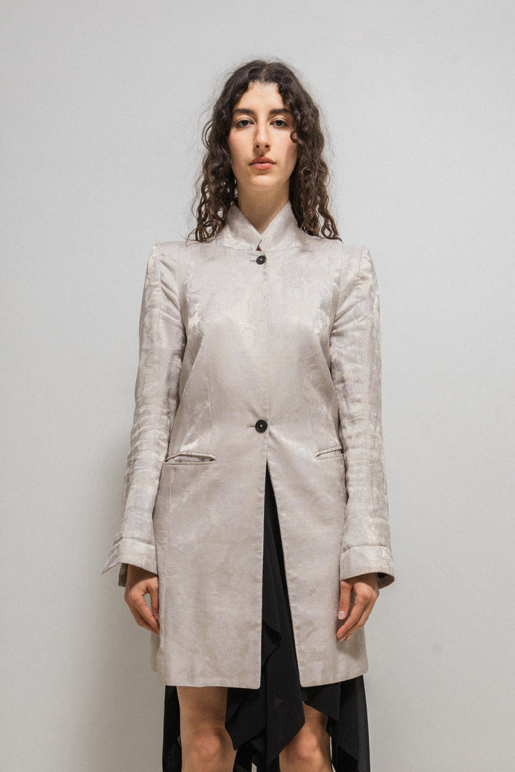 ANN DEMEULEMEESTER - Cotton and silk long patterned jacket