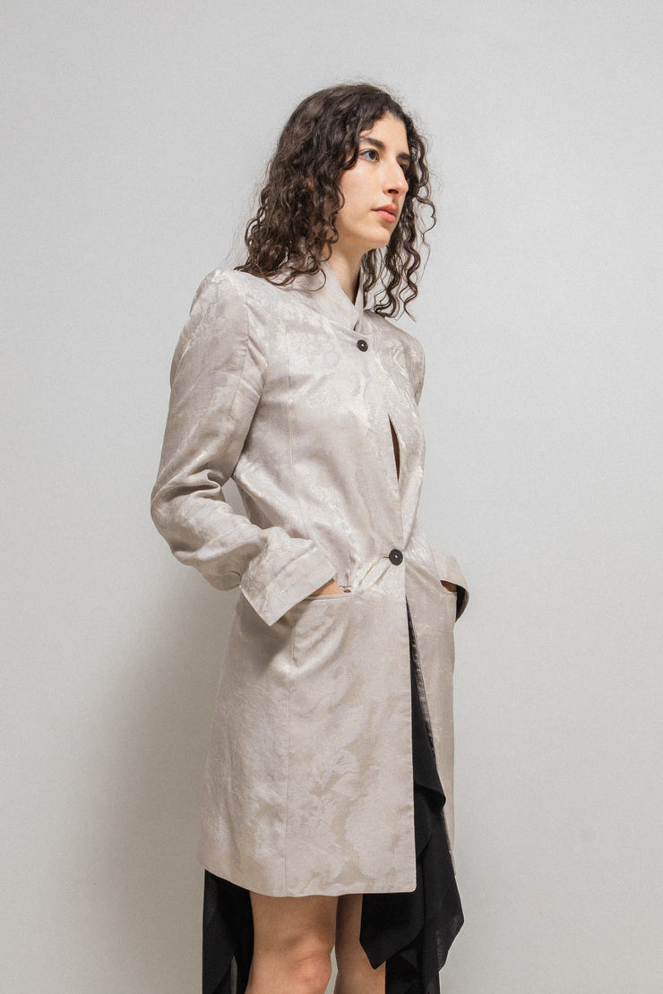 ANN DEMEULEMEESTER - Cotton and silk long patterned jacket