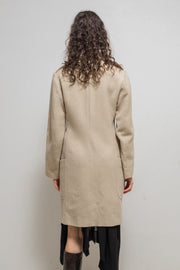 ANN DEMEULEMEESTER - FW02 Fleece wool coat with leather straps closure