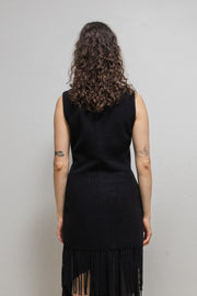 HELMUT LANG - FW92 Virgin wool button up fringed vest (runway)