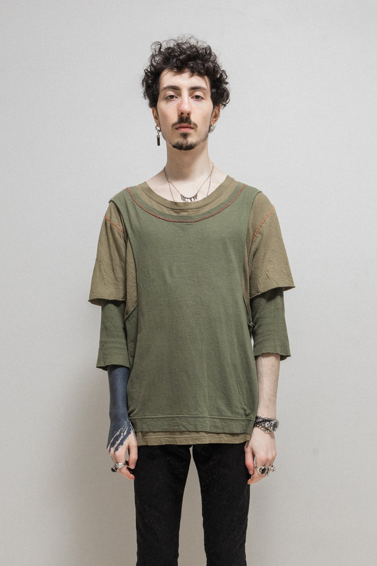 UNDERCOVER - SS03 "SCAB" Triple layer top with contrast stitching