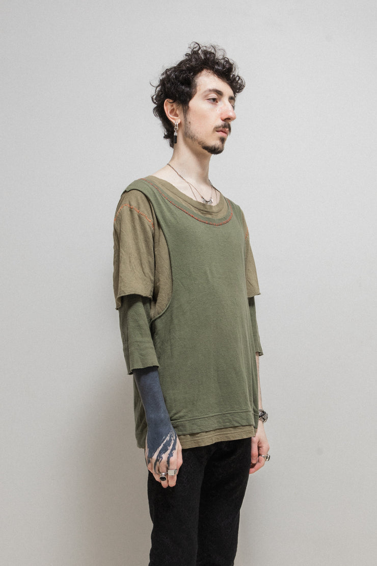 UNDERCOVER - SS03 "SCAB" Triple layer top with contrast stitching