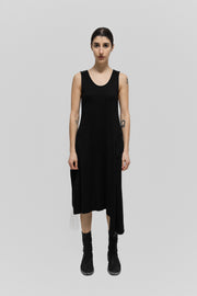 YOHJI YAMAMOTO Y'S - Long cotton dress with a contrasting pleated fabric detail