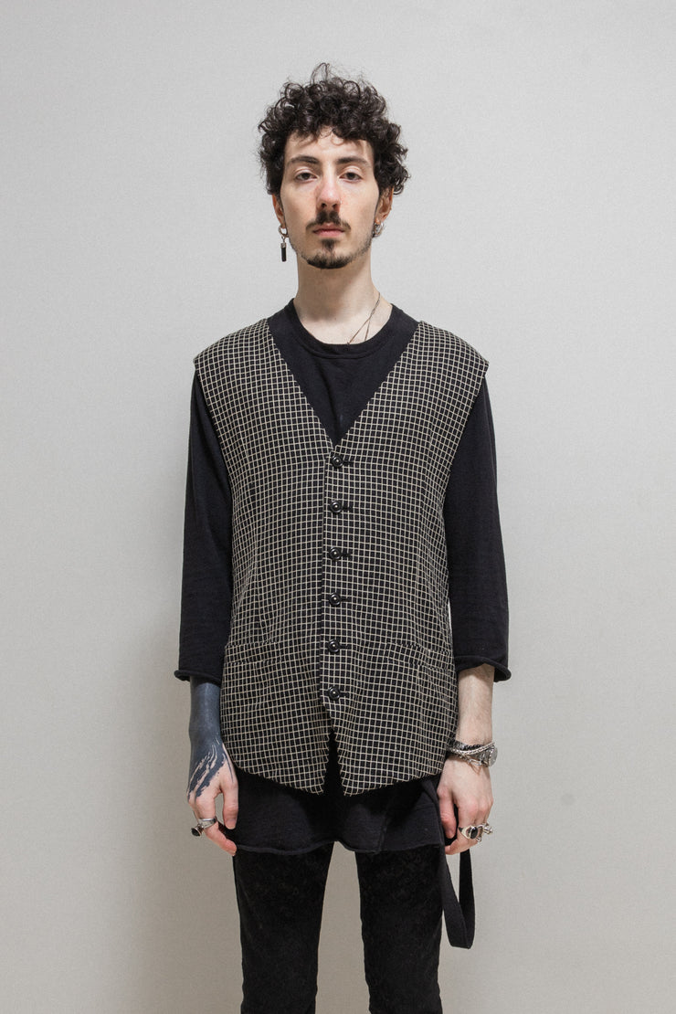 UNDERCOVER - FW04 "BUT BEAUTIFUL" Patti Smith grid patterned wool vest