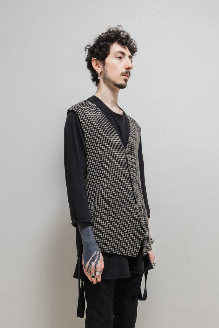 UNDERCOVER - FW04 "BUT BEAUTIFUL" Patti Smith grid patterned wool vest