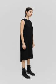 ANN DEMEULEMEESTER - SS13 Long dress with padded shoulders and back cape