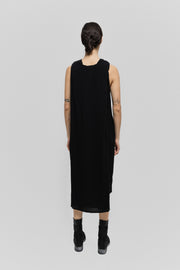 ANN DEMEULEMEESTER - SS13 Long dress with padded shoulders and back cape