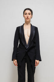 UNDERCOVER - SS04 "Languid" Ribbed jacket with satin lapels / deformed version with red label (runway)