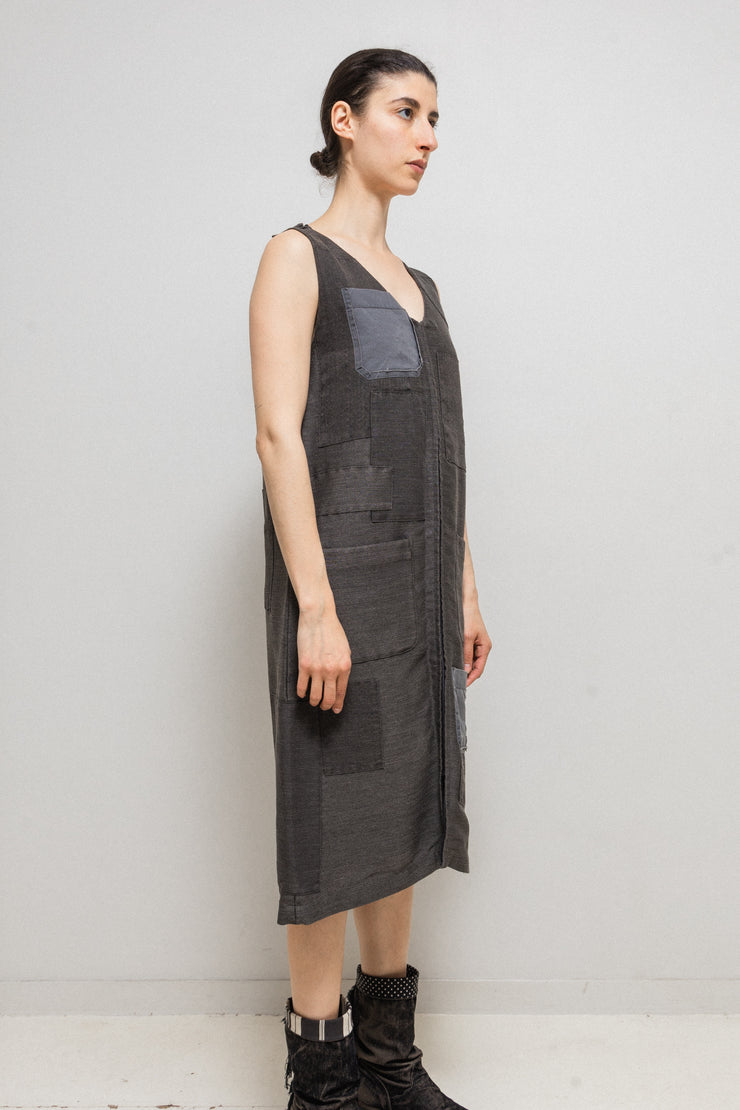 UNDERCOVER - FW02 “Witch’s cell division” Transformable patchwork vest /dress with velvet straps