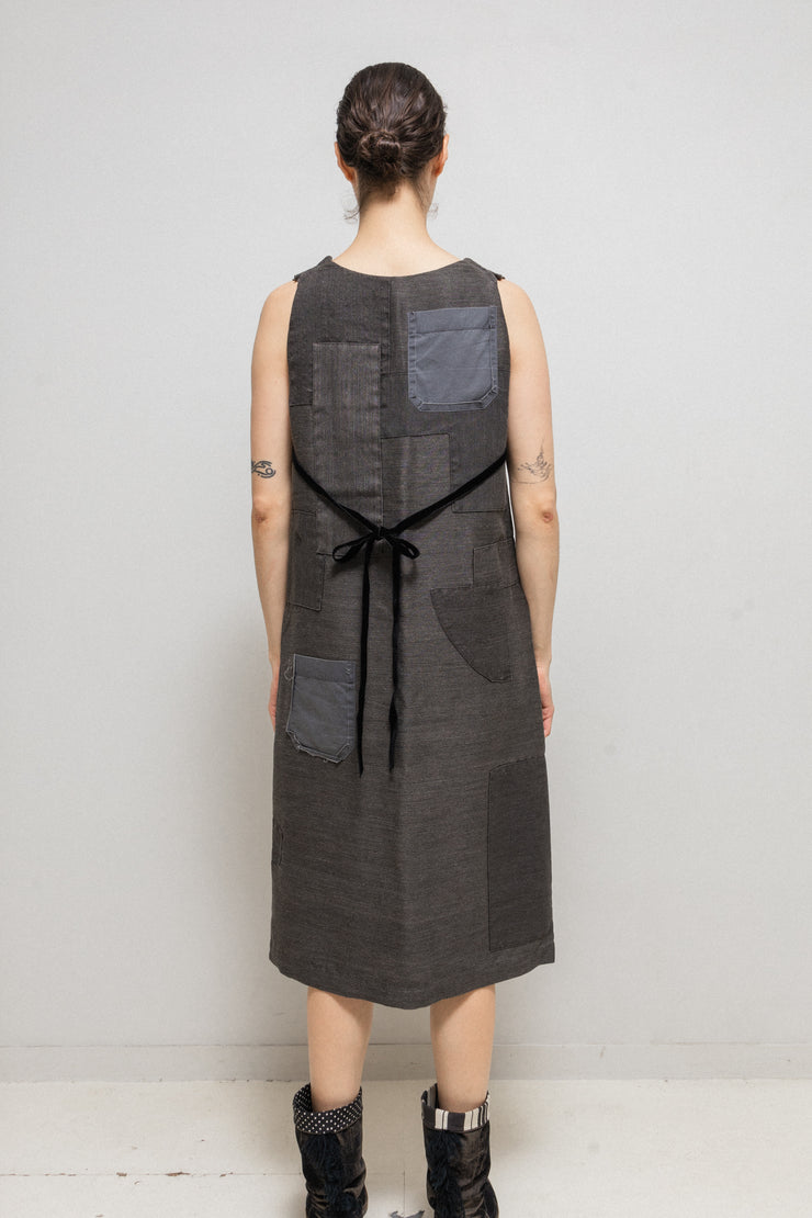 UNDERCOVER - FW02 “Witch’s cell division” Transformable patchwork vest /dress with velvet straps