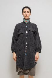 UNDERCOVER - FW04 "But Beautiful" Wool plush coat with buttons, fabric, stitches details (runway)