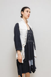 UNDERCOVER - SS06 "T" Klaus Schulze T-shirt rebuilt printed vest with studs (runway)