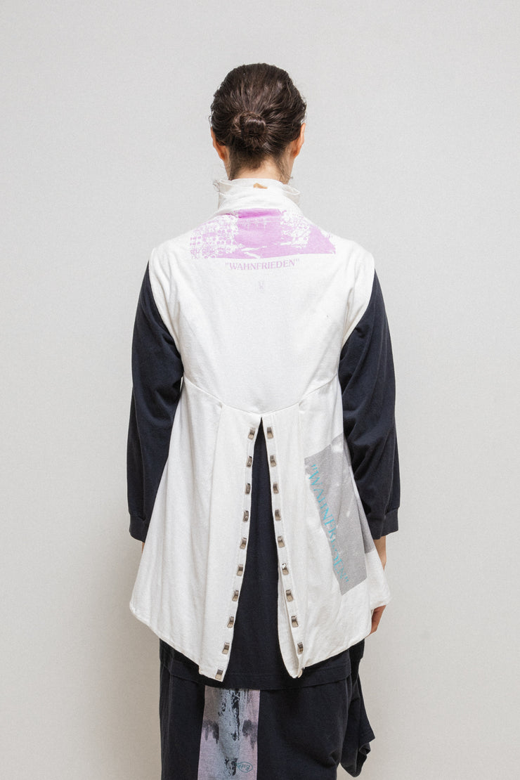 UNDERCOVER - SS06 "T" Klaus Schulze T-shirt rebuilt printed vest with studs (runway)