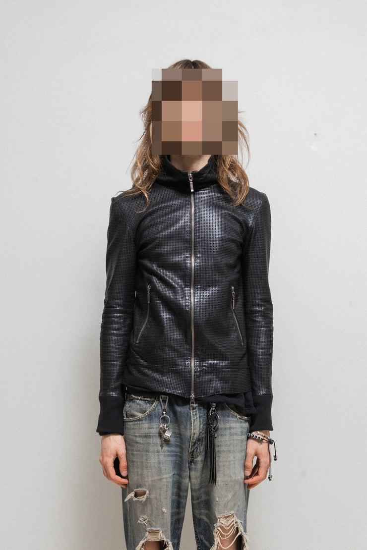 YASUYUKI ISHII - Perforated sheep skin jacket with raw cut edges