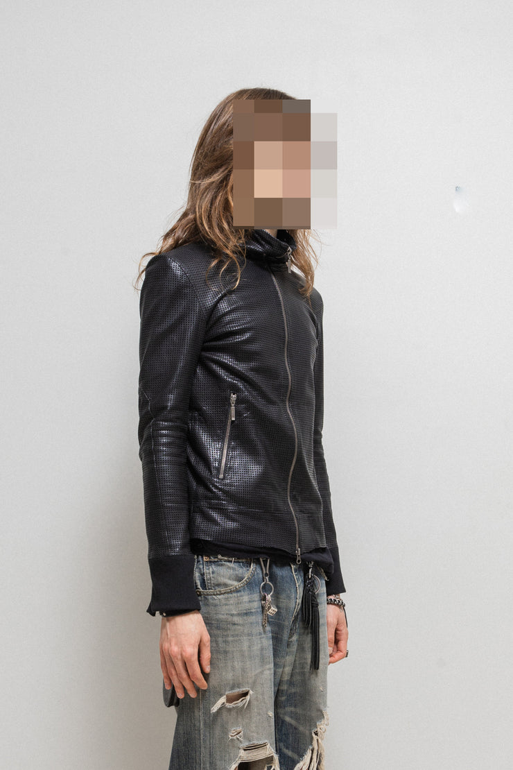 YASUYUKI ISHII - Perforated sheep skin jacket with raw cut edges