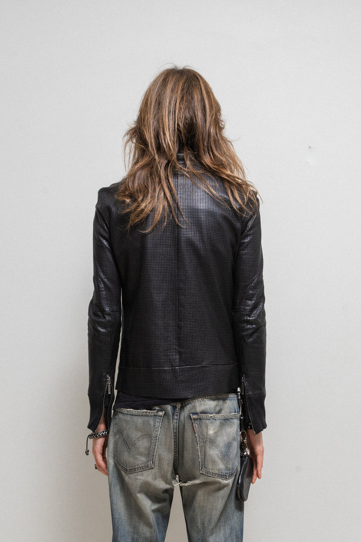 YASUYUKI ISHII - Perforated sheep skin jacket with raw cut edges