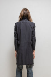 UNDERCOVER - SS16 "The Greatest" Cotton+poly blend coat with frayed edges and collar patches